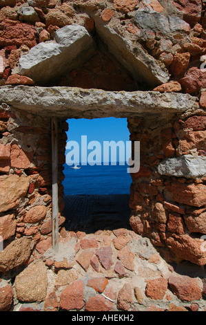 Blick aus dem 17. Jahrhundert Fort von Sao Joao Baptista das Berlengas, westlich der Stadt Peniche in Oeste region Westküste Portugals Stockfoto