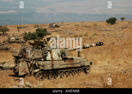 Israelische M 109 Self-Haubitze auf den Golanhöhen an der Grenze zu Syrien in Israel angetrieben Stockfoto