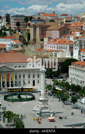 Statue von Don Pedro IV auf dem Don Pedro Platz auch als Rossio im pombalinischen Innenstadt von Lissabon Portugal Stockfoto