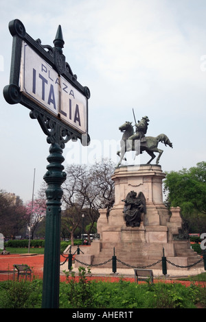 Plaza Italia Denkmal Garibaldi und Park, Buenos Aires, Argentinien Stockfoto