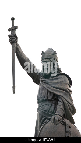 Statue von König Alfred der große Anglo Saxon König von Wessex von 871 bis 899 mit Schwert Winchester, Hampshire, England Stockfoto