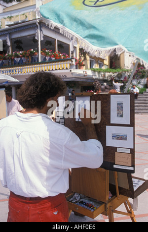 Italien-Kampanien-Amalfi Küste Positano Miniatur Ölgemälde Künstler Domenico Romano Stockfoto