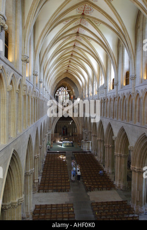 Wells Cathedral Somerset England das Mittelschiff Stockfoto