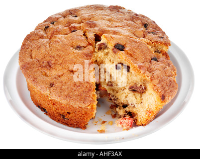 BAUERNHAUS-OBSTKUCHEN AUSSCHNEIDEN Stockfoto