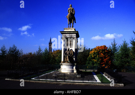 Statue von Lord Roberts, Kelvingrove Park, Glasgow, Schottland Stockfoto