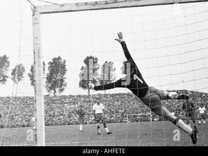 Fußball, Bundesliga, 1965/1966, Borussia Moenchengladbach gegen Tasmania 1900 Berlin 5:0, Boekelberg Stadion, Szene des Spiels, flying Speichern von Keeper Heinz Rohloff (Berlin) Stockfoto