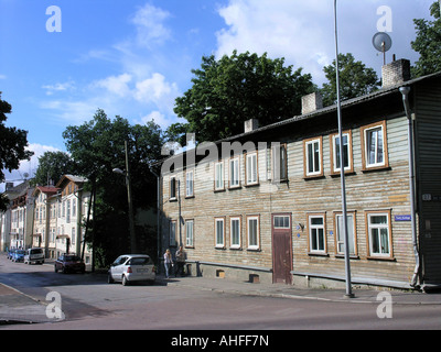 Traditionelle Holzhäuser in Tallinn Estland Stockfoto