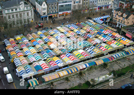 Norwich-Markt-Luftbild Stockfoto