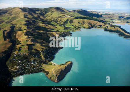 Charteris Bay Lyttelton Harbour Canterbury Südinsel Neuseeland Antenne Stockfoto