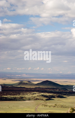 Zusammengebrochen Vulkankegel am Ende der blocky Lavastrom aus SP-Krater, Arizona Stockfoto