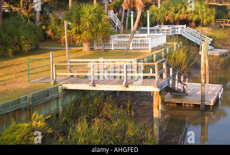 Hochwasserschutz Wand Fripp Island South Carolina USA Stockfoto