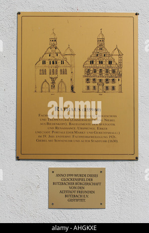 Melden Sie sich am alten Rathaus in Butzbach, Hessen, Deutschland Stockfoto