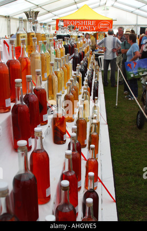 Shrewsbury Flower Show mit hausgemachten Wein und preisgekrönte britische Inseln im August Shropshire England UK GB Honig Stockfoto