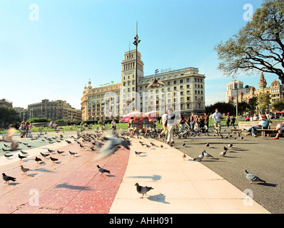 Placa de Catalunya Barcelona Spanien Stockfoto