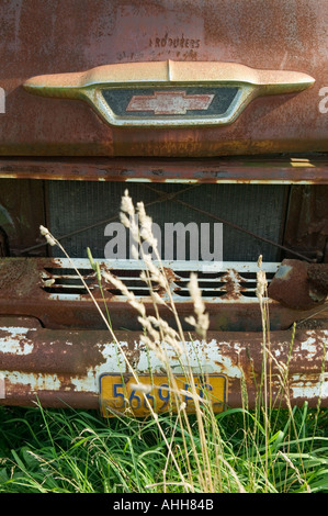 Antike Chevy Truck Rost entfernt auf einem Bauernhof Winfield New York Great Western Turnpike Route 20 Stockfoto