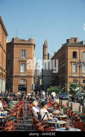 Cafe am Toulouse s Haupt Platz Place du Capitole Frankreich Stockfoto