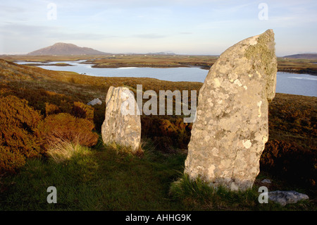 Pobull Fhinn (Finns Personen), stone Circle, Großbritannien, Schottland, North Uist Stockfoto