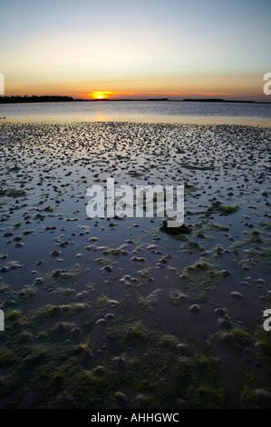 ENGLAND Northumberland Budle Bay. Sonnenuntergang über Budle Bay in der Nähe von Bamburgh und Teil der Northumberland-Erbe-Küste. Stockfoto