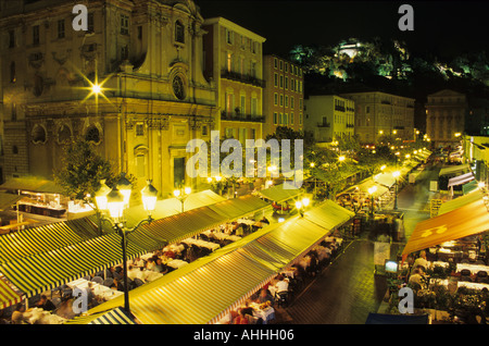 Stadtzentrum von Nizza Côte d ' Azur bei Nacht Stockfoto