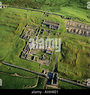 Housesteads römischen Fort Hadrian Wall Northumberland UK Luftaufnahme der Ausgrabungen Stockfoto