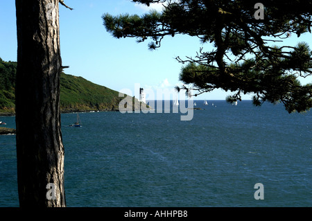 St. Anthony Leuchtturm aus großen Moluman Gerrans Cornwall Stockfoto