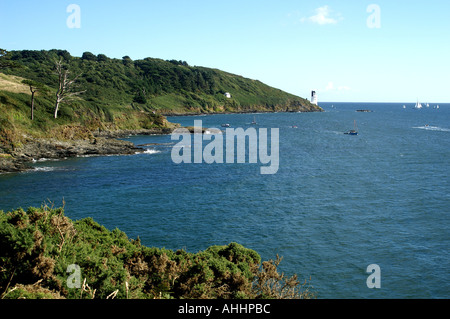 St. Anthony Leuchtturm aus großen Moluman Gerrans Cornwall Stockfoto