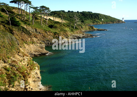 St. Anthony Leuchtturm aus großen Moluman Gerrans Cornwall Stockfoto