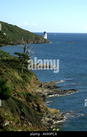 St. Anthony Leuchtturm aus großen Moluman Gerrans Cornwall Stockfoto