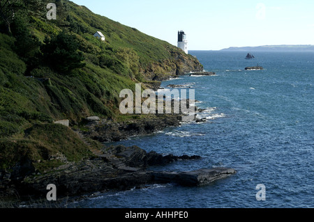 St. Anthony Leuchtturm aus großen Moluman Gerrans Cornwall Stockfoto