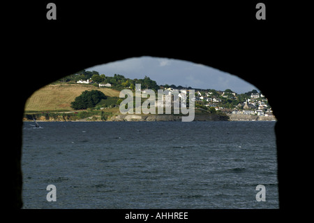 St. Mawes castle Harbour von Pendennis Blockhaus Carrick Roads in der Nähe von Falmouth Cornwall Küstenpanorama Gerrans St Just Stockfoto