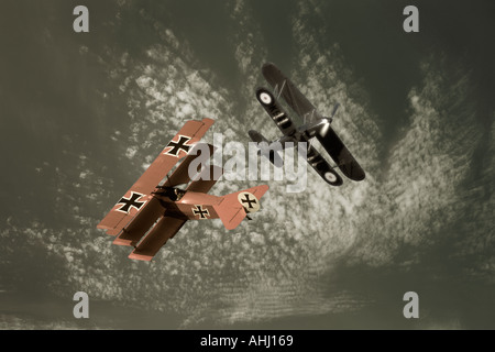 Erster Weltkrieg Dogfight Konzept Stockfoto