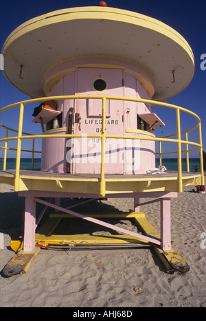 Rettungsschwimmer-Turm in Miami Beach Florida USA Stockfoto