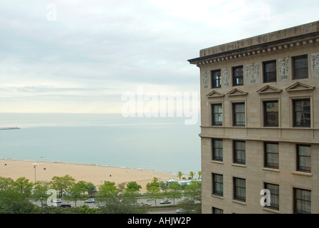 Chicagos Drake Hotel und Lake Michigan Stockfoto