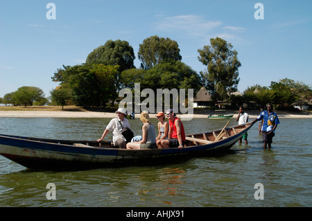 Tourist Touristen Afrika Tansania Viktoriasee Stockfoto