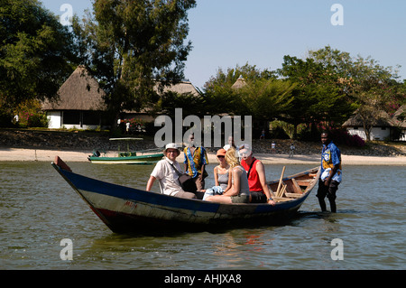 Tourist Touristen Afrika Tansania Viktoriasee Stockfoto