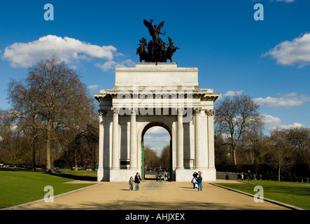 London-Besucher Sehenswürdigkeiten Wellington Arch am Hyde Park Corner Stockfoto