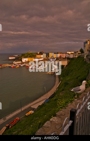 Boats at anchor in the harbour at Tenby in Pembrokeshire Wales UK Stockfoto