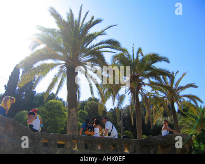 Antoni Gaudís Landschaftspark Parc Güell in Barcelona Spanien Stockfoto