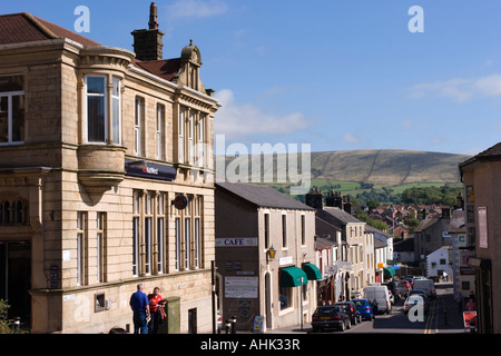 Unten Wellgate in Clitheroe in Richtung Pendle Hill anzeigen Stockfoto