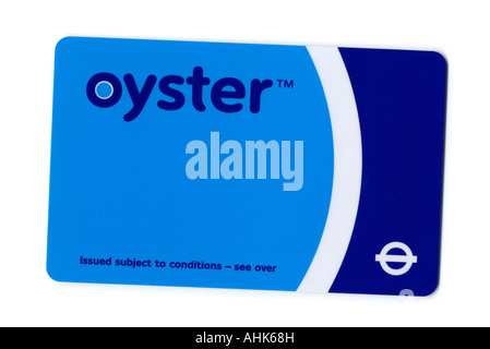 Oyster Card für die Nutzung der öffentlichen Verkehrsmittel in London, Großbritannien. Stockfoto