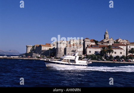 HRV Fernsehreihe Korcula Blick Auf Das Mittelalterliche Korcula Kroatien-Blick auf die mittelalterliche Korcula Stockfoto