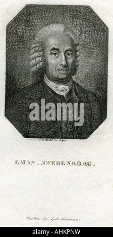 Swedenborg, Emanuel, 29.1.1688 - 29.3.1772, Schwedische Wissenschaftler und Theologe, Porträt, Kupferstich von Carl Traugott Riedel, achteckig, Artist's Urheberrecht nicht gelöscht werden Stockfoto