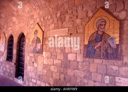 Griechenland-Dodekanes-Inseln Rhodos Wandmosaiken im Kloster Filérimos Kloster Stockfoto