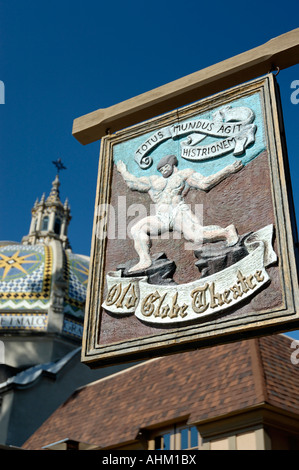 Stock Foto der Old Globe Theatre zu unterzeichnen und Kalifornien Gebäude im Balboa Park, San Diego Kalifornien USA Stockfoto