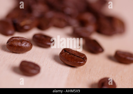 Nahaufnahme von Kaffeebohnen Stockfoto