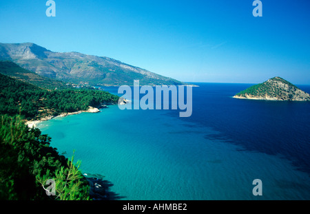 Griechenland nördlichen Ägäischen Inseln Thassos Blick entlang der östlichen Küste mit sandigen Buchten Stockfoto