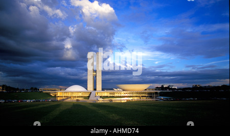 Nationalkongress entworfen von Oscar Niemeyer, Brasilia, Brasilien Stockfoto