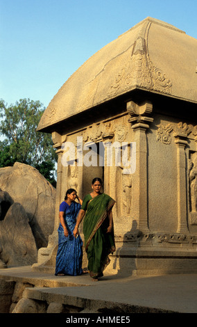 Mamallapuram Pancha Pandava Rathas Draupadi Südindien Stockfoto