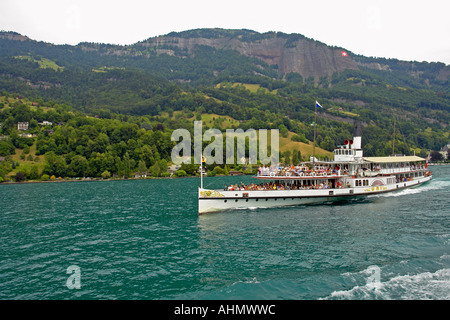 Raddampfer Uri auf See Luzern Schweiz Stockfoto