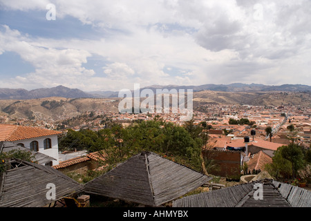 Blick auf die Stadt Sucre vom Plaza Pedro de Anzares, einem großen Platz mit Blick auf die Stadt, Bolivien Stockfoto